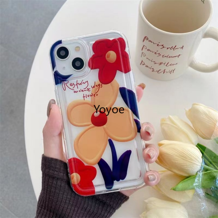 Ốp Điện Thoại Silicon Mềm Đen Họa Tiết Hoa Chống Sốc Cho iPhone 14 13 12 11 Pro Max X XR XS 7 8 Plus SE