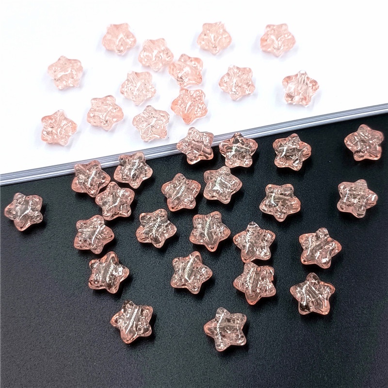 Set 50 Hạt Thủy Tinh Hình Ngôi Sao Năm Cánh 10mm Tự Làm Trang Sức Thời Trang
