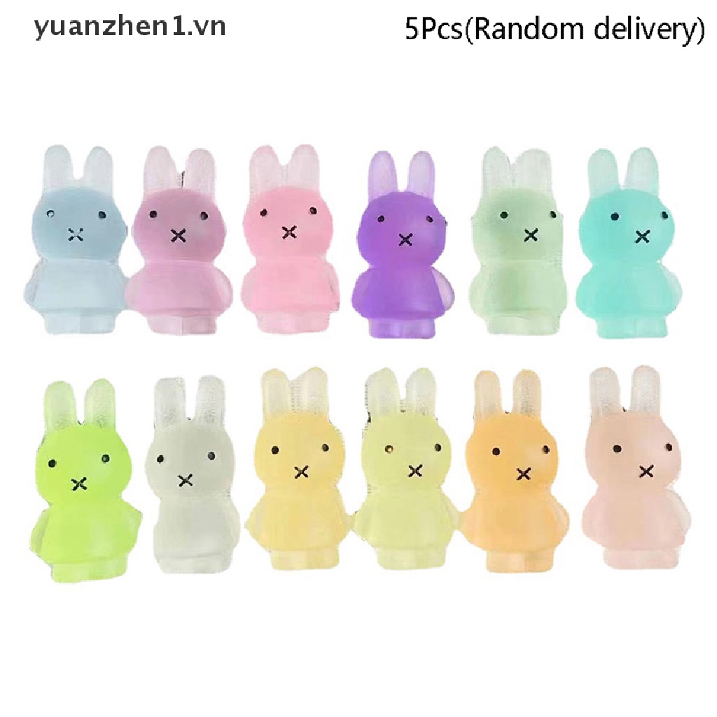 Móc Khóa Hình Thỏ Ba Chiều Bằng Nhựa resin Màu Dạ Quang DIY