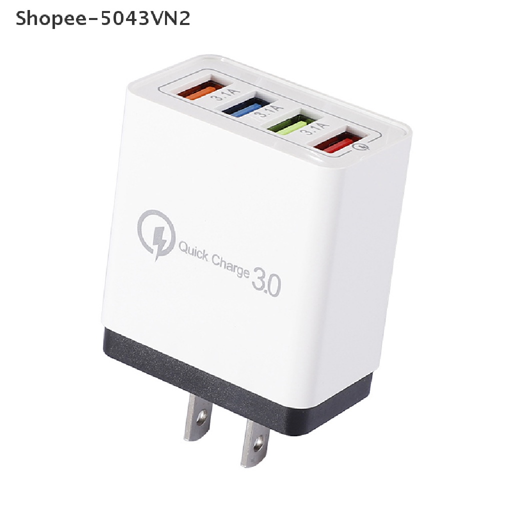 Bộ Chia 4 Cổng Sạc Nhanh QC 3.0 USB Hub 3.0 Gắn Tường