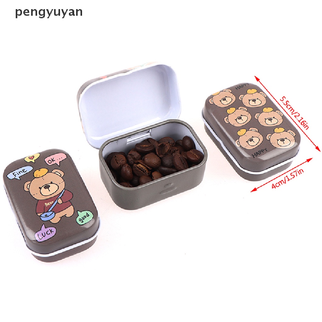 [pengyuyan] Hộp Thiếc Mini Đựng Trang Sức / Tiền Xu Hình Chú Gấu