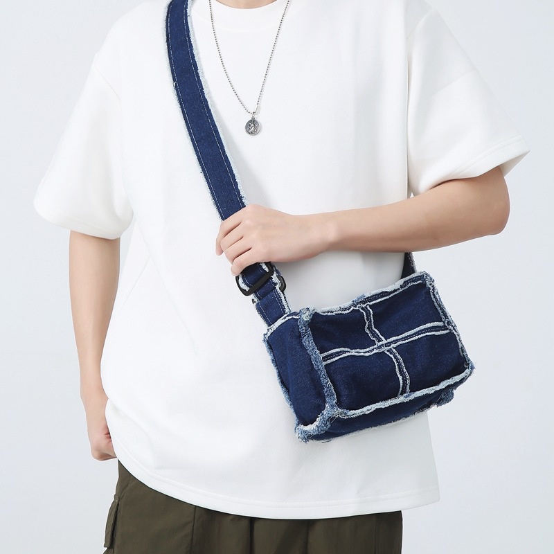 Túi Đeo Chéo Vải Denim Thời Trang Hàn Quốc Mới Cho Nam Nữ