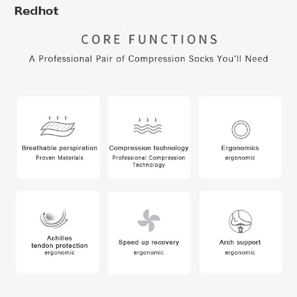 &lt; Redhot &gt; Vớ Nén Thể Thao Chống Giãn Tĩnh Mạch Vừa Vặn Cho Tất Bầu Dục