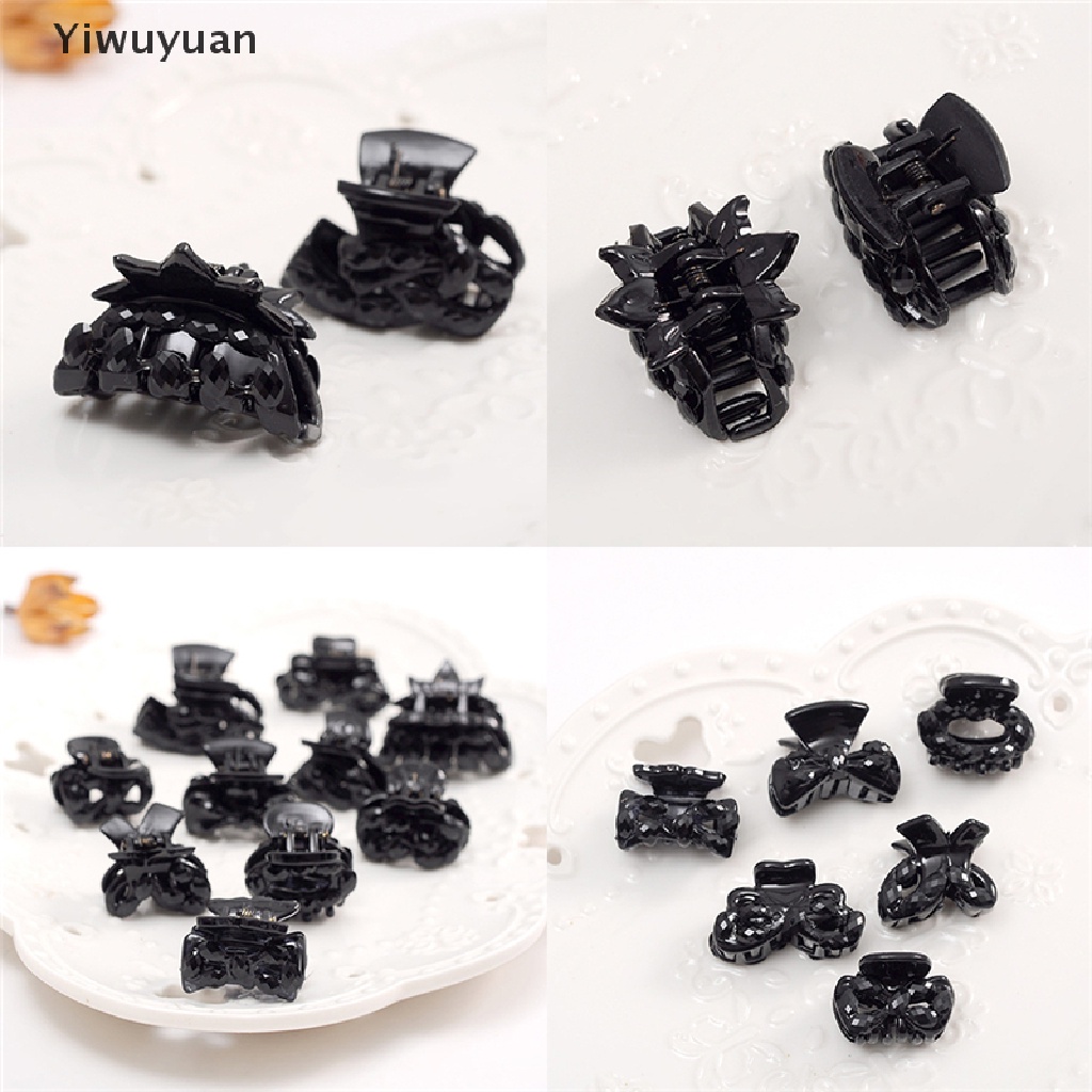 < Yiwuyuan > Bộ 10 Kẹp Tóc Nhựa Nhỏ Màu Đen Thời Trang Đang Bán Chạy