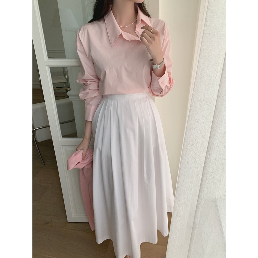 Áo Sơ Mi Nữ Tay Dài Dáng Rộng Phong Cách Hàn Quốc