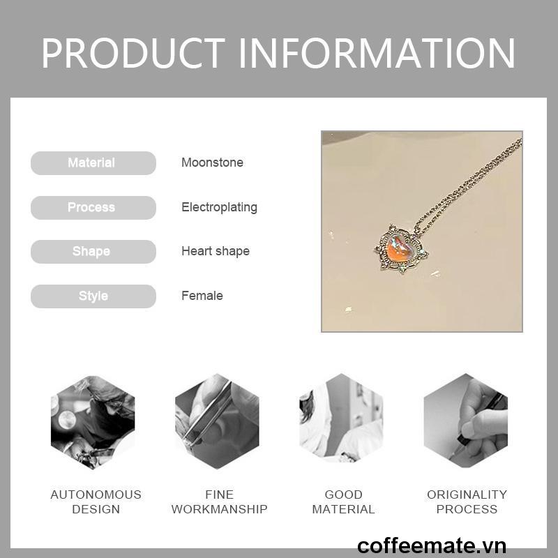 【coffeemate】⚡Vòng cổ mạ bạc mặt hình trái tim đính đá pha lê Thời Trang Cho Cặp Đôi