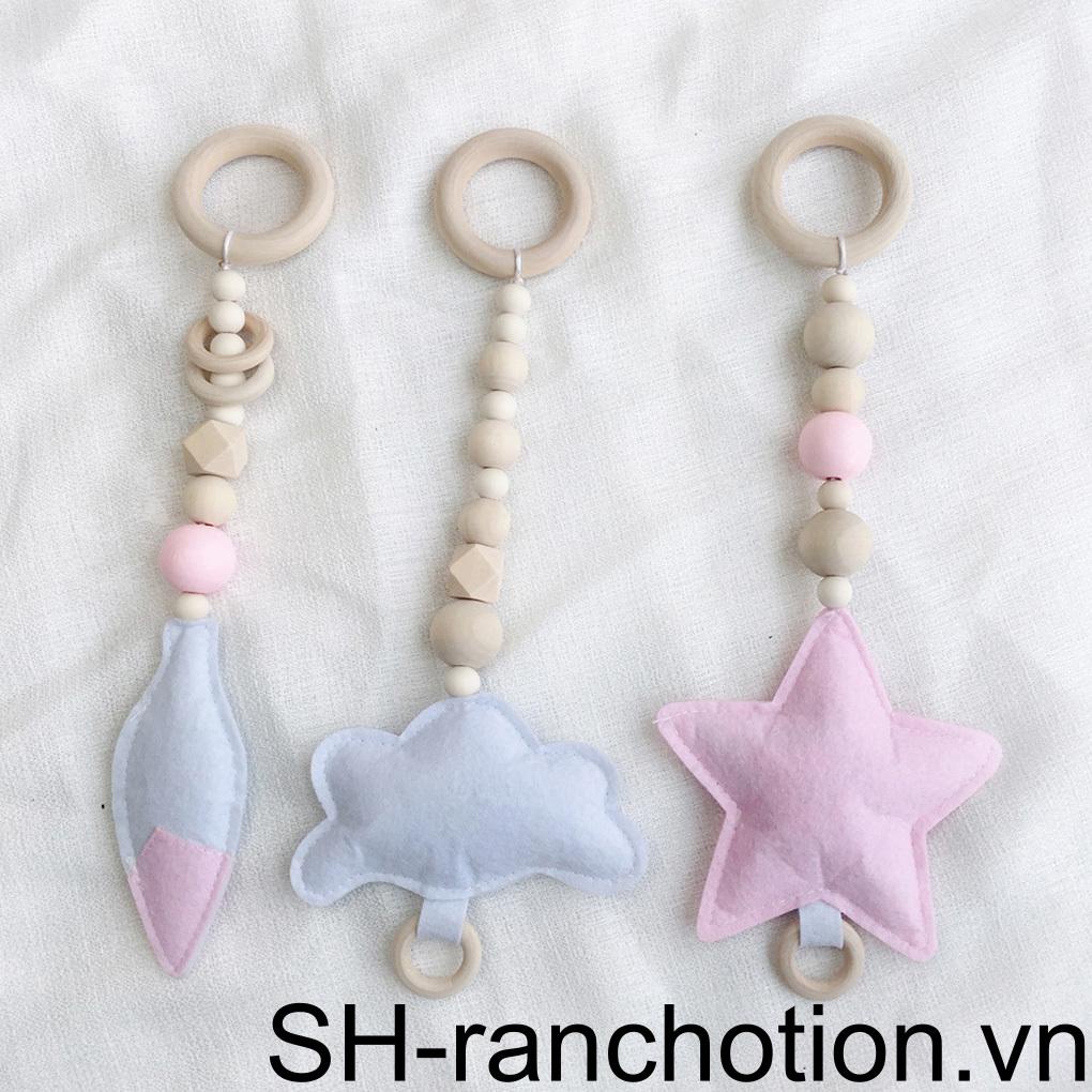 Set 3 Đồ Chơi Treo Xe Đẩy Em Bé Bằng Gỗ
