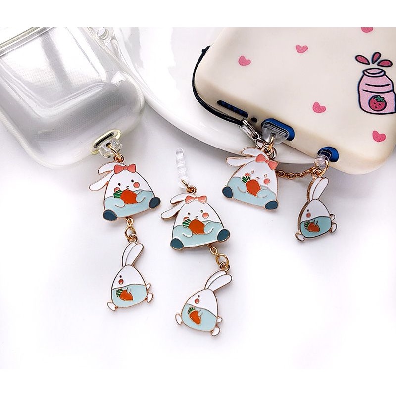 Nút Cắm Chống Bụi Cho Cổng Sạc Điện Thoại Di Động diy Hình Thỏ Hoạt Hình Dễ Thương