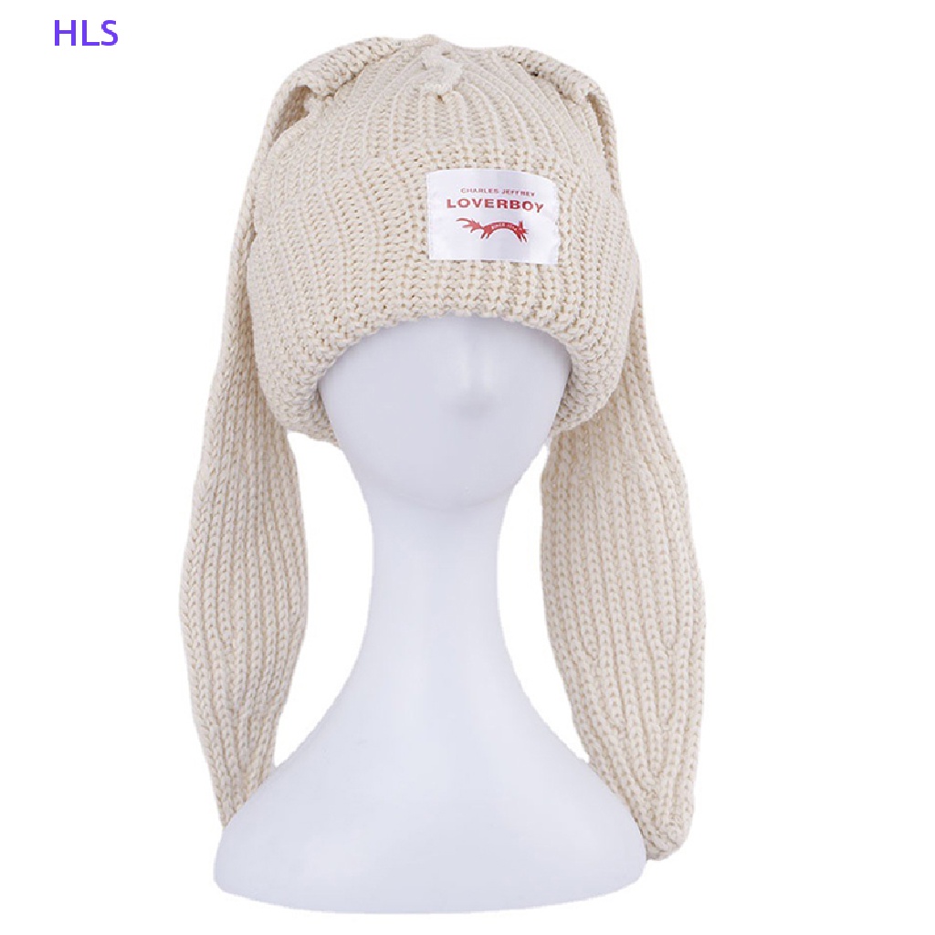 Mũ beanie Dệt Kim Đính Tai Thỏ Và Chữ Dài Dễ Thương Cho Nam Và Nữ