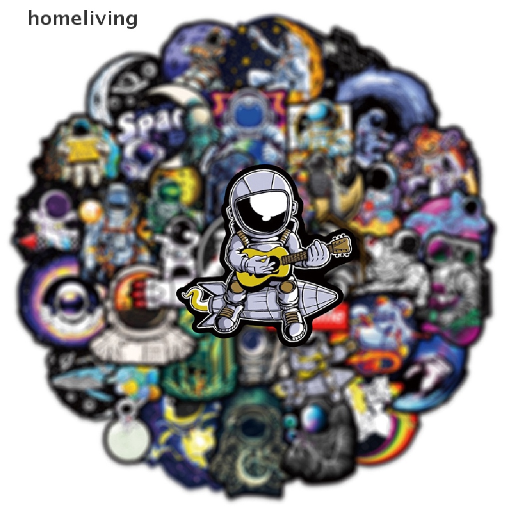 Bộ 50 Miếng Dán Họa Tiết Phi Hành Gia Hoạt Hình Trang Trí Ván Trượt DIY