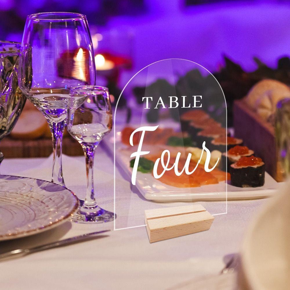 Bộ 2 Biển Số Để Bàn Bằng Acrylic Trong Suốt Đế Gỗ Độc Đáo Trang Trí Tiệc Tùng