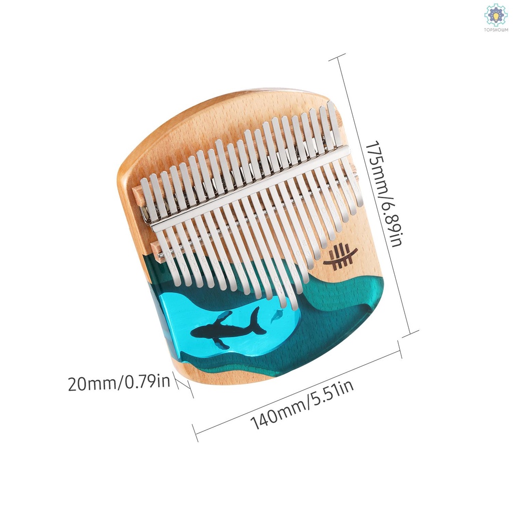 Đàn Kalimba 21 Phím Bằng Gỗ Hoạ Tiết Cá Voi Xanh Dương Cho Người Mới Bắt Đầu
