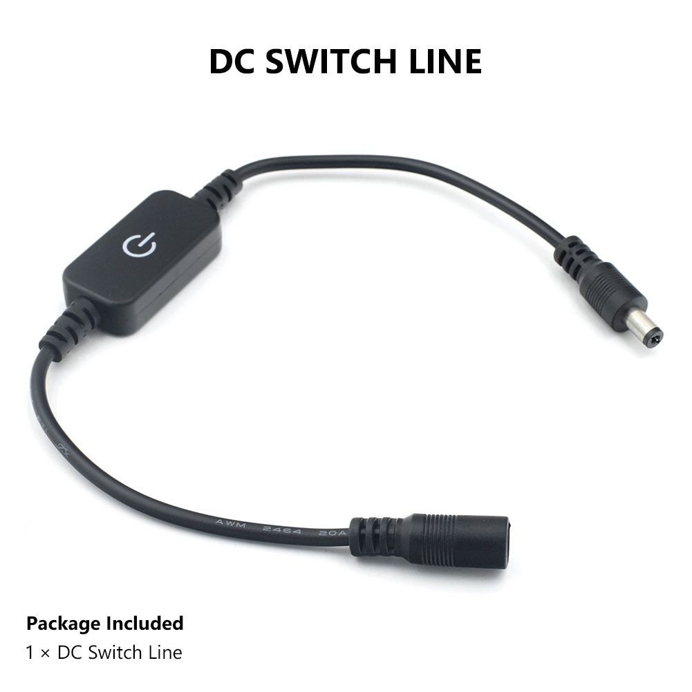 1 Công Tắc Bật / Tắt Với Dây Cáp Nguồn 5.5x2.1mm DC 5V 12V 24V Cho CCTV Led