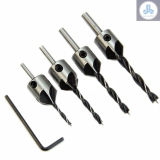 4pcs HSS Countersink Wood Drill Steel Countersink Drill Set Reamer Set For Woodworking Chamfer 5 Flute 3mm-6mm