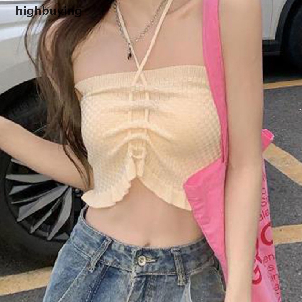 Áo Croptop Dệt Kim Ôm Dáng Phong Cách Đường Phố Gợi Cảm Cho Nữ