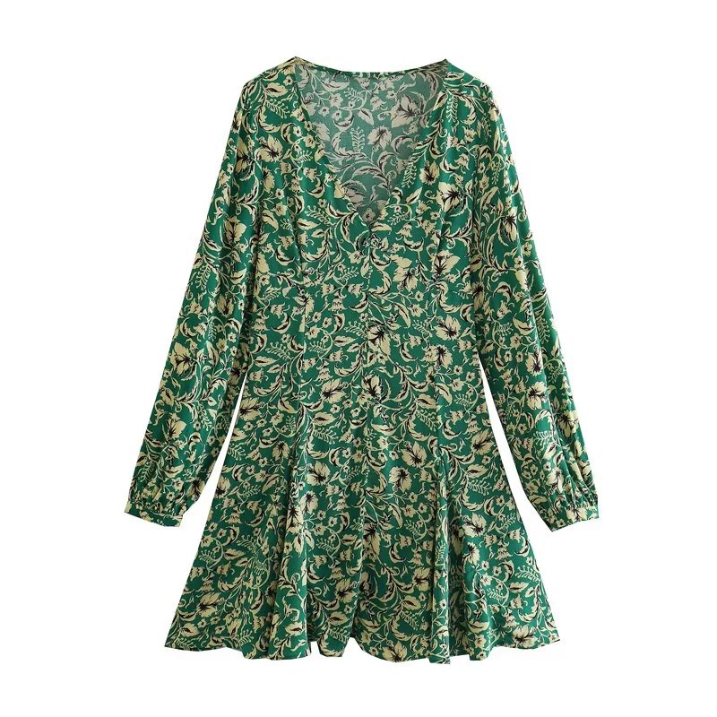 Zara Đầm Cổ Chữ v In Họa Tiết Cây Lá Nhiệt Đới 23 Tuổi Thời Trang Cho Nữ3666082