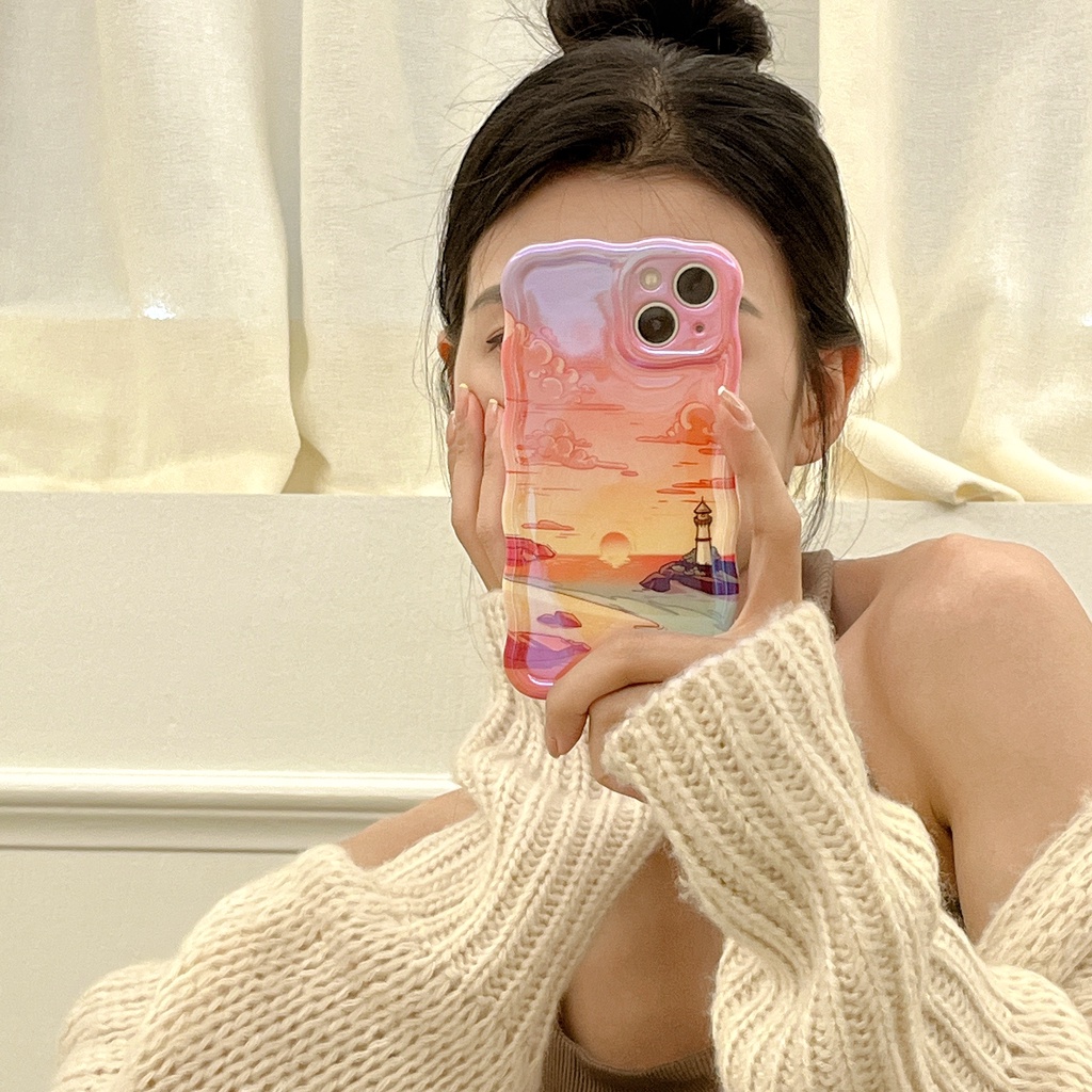 Ốp Điện Thoại TPU Chống Sốc Họa Tiết Sóng Biển Cho IPhone 14 13 12 11 Pro Max