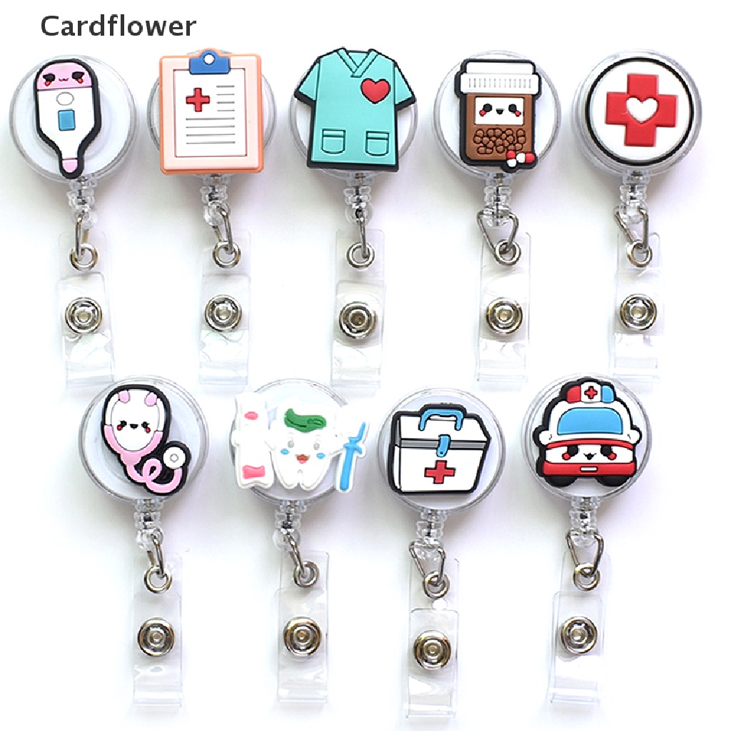 &lt; Cardflower &gt; Móc Khóa Dạng Cuộn Đựng Thẻ ID / Huy Hiệu Y Tá Bệnh Viện Hoạt Hình Có