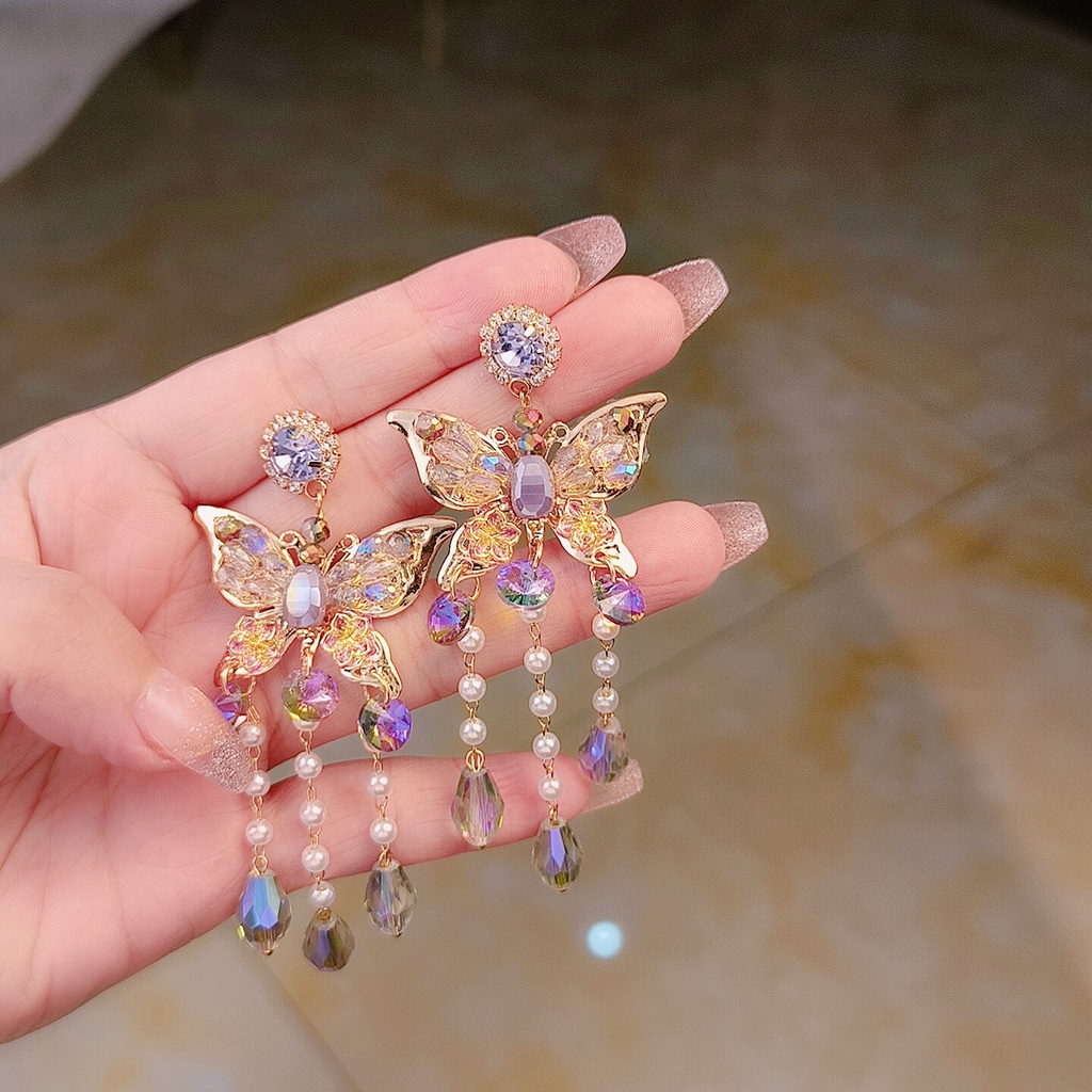 Bông Tai Tua Rua Hình Bướm Thời Trang Âu Mỹ