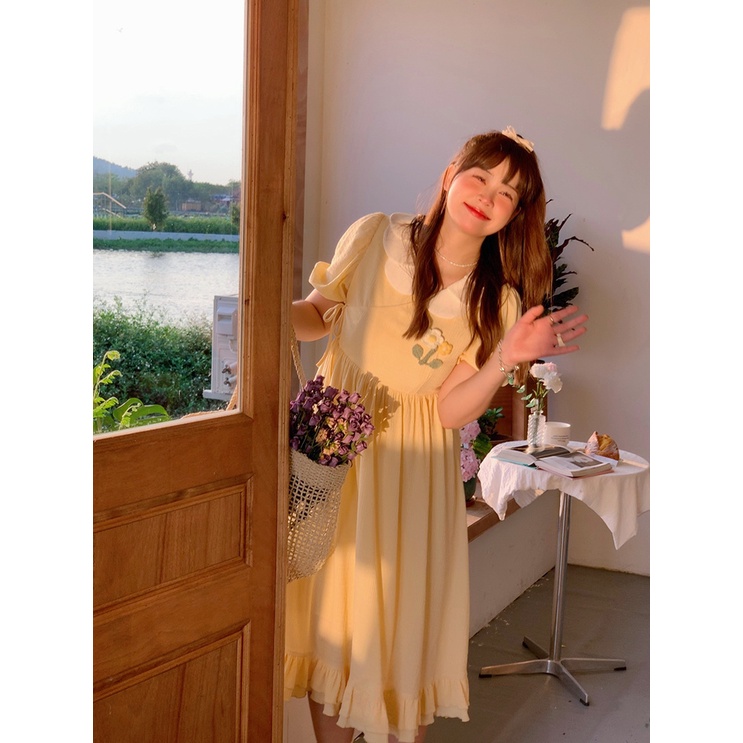 [Giới Hạn Thời Gian Giới Hạn] [Nữ Công Ty Hoang Dã Mùa Xuân] Đầm Dệt Kim Ba Chiều Cỡ Lớn Ôm Dáng Phối Bèo Nhún Màu