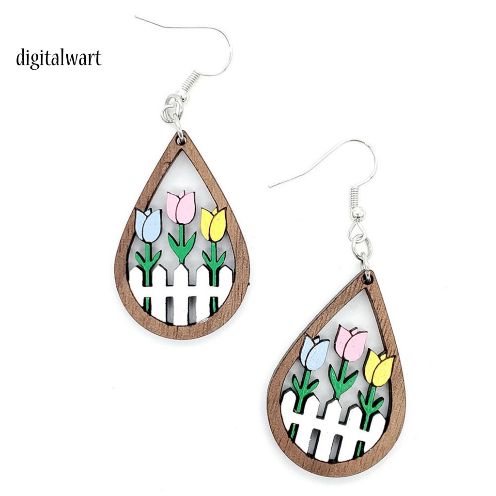 Kỹ Thuật Số| 1 Đôi Bông Tai Dáng Dài Hình Hoa Tulip Thời Trang Lễ Tình Nhân