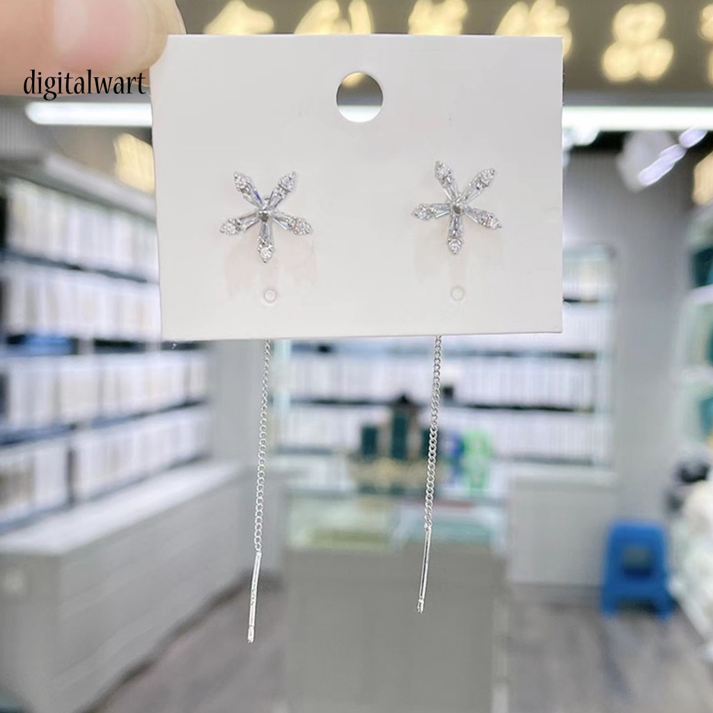 Kỹ Thuật Số| Đôi Khuyên Tai Dài Hình Hoa Đính Đá Thời Trang Cho Nữ