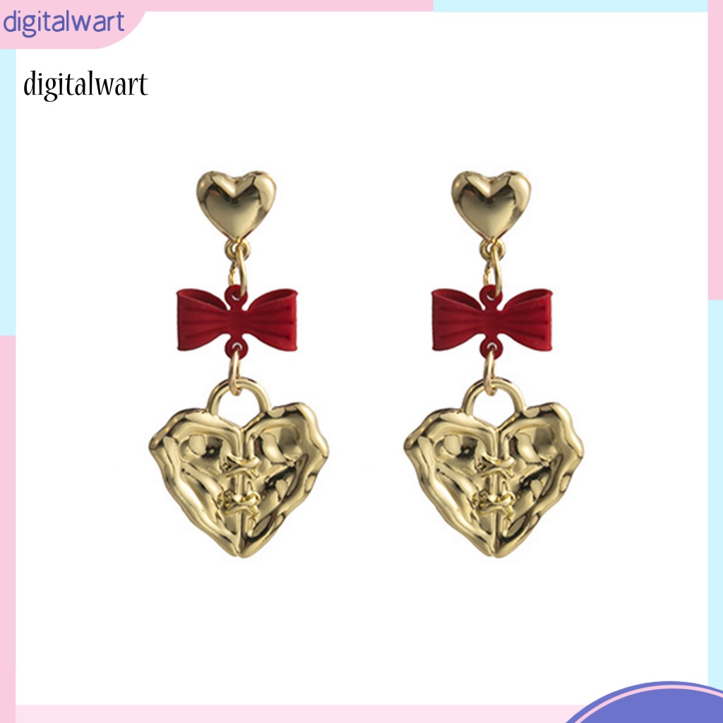 Kỹ Thuật Số| 1 Đôi Bông Tai Hình Trái Tim / Nơ Dập Nổi Phong Cách Hàn Quốc Cổ Điển Thời Trang