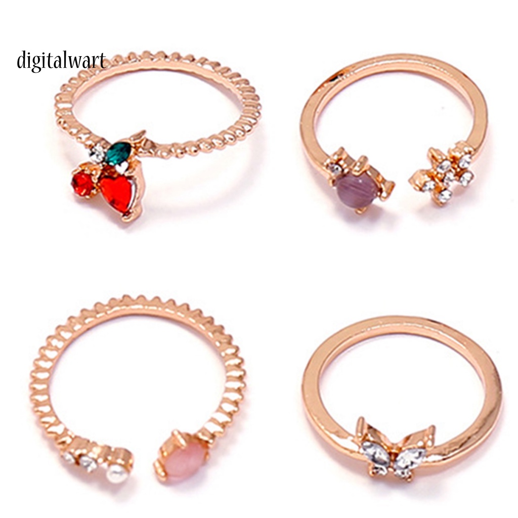 Kỹ Thuật Số| Set 11 Nhẫn Đeo Khớp Ngón Tay Hình Trái Cây Đính Đá Xinh Xắn Dành Cho Nữ