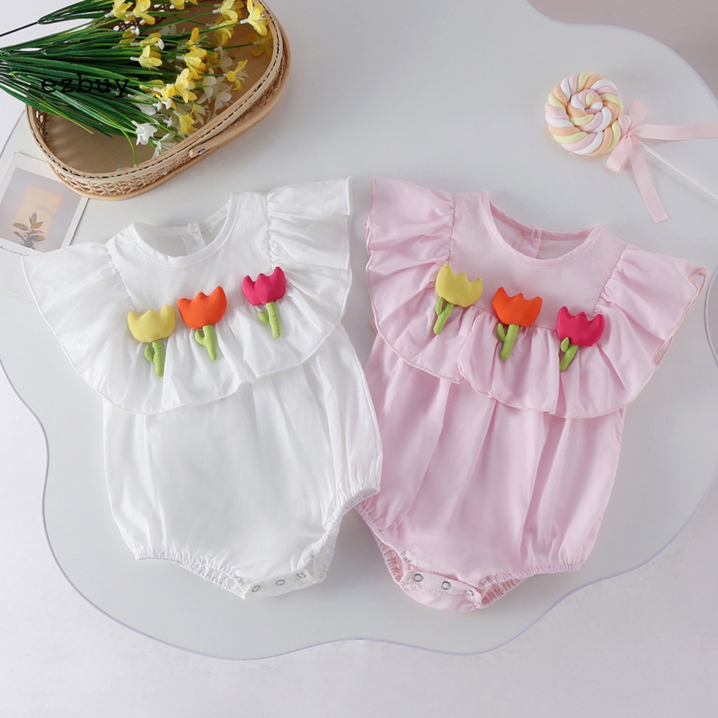 [EY] Áo Liền Quần Bằng Cotton Siêu Mềm Thân Thiện Với Da Không Có Xơ Vải Trang Trí Trong Nhà Mùa Hè Cho Trẻ Sơ Sinh
