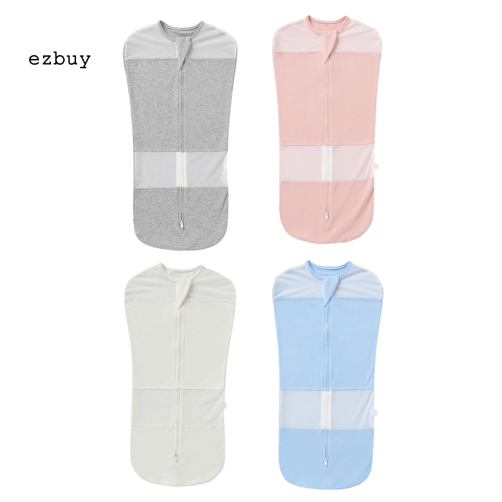 [EY] Chăn Quấn Em Bé Chất Liệu Cotton Có Dây Kéo Kép Màu Trơn Parisarc