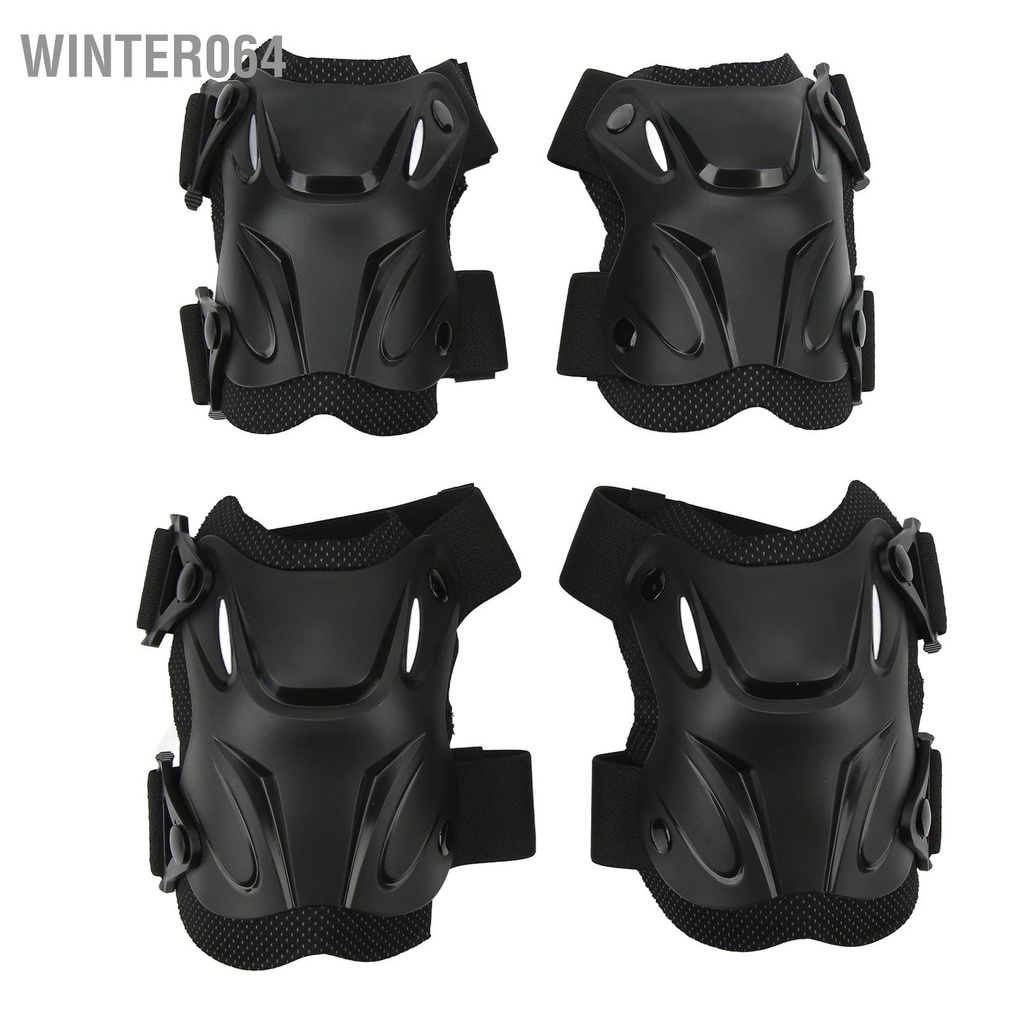 Winter064 Miếng Đệm Đầu Gối Khuỷu Tay Cận Vệ Có Thể Điều Chỉnh Chống Va Đập Tiện Dụng Ngoài Trời Đồ Dùng An Toàn Cho Đi Xe Đạp Đen Free Size