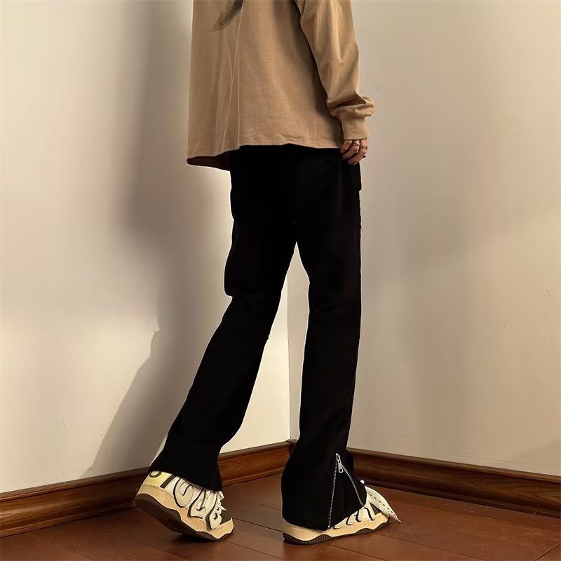 Quần Yếm Dáng Suông Rộng Xẻ Tà Có Khóa Kéo Phong Cách Hip Hop Đường Phố Cho Nam Và Nữ