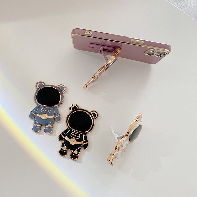 Ốp Điện Thoại Hình Gấu Phi Hành Gia Hoạt Hình 3D Có Túi Khí Và Dây Đeo Cho iphone