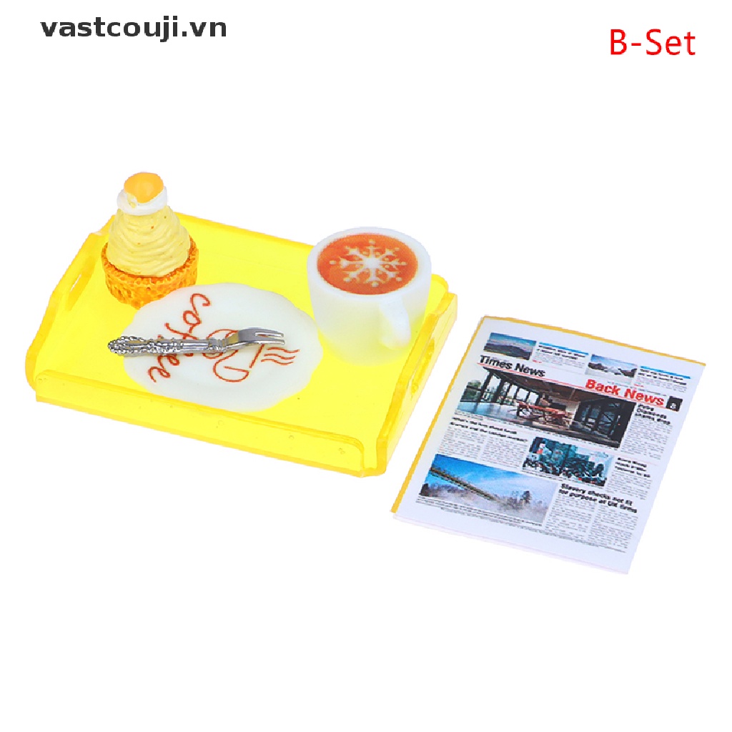 1set Dĩa Ăn Bánh / Cà Phê / Thức Ăn Trang Trí Nhà Búp Bê Thu Nhỏ 1: 12