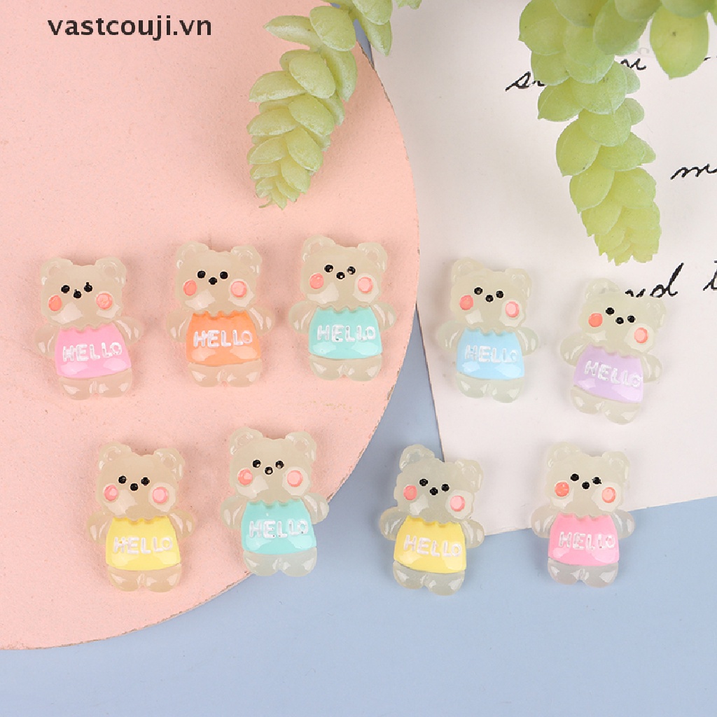 Bộ 2 Gấu Bông Mini Bằng Nhựa Phát Sáng Dùng Trang Trí DIY