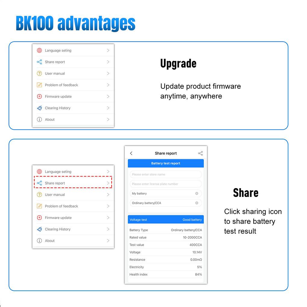 Thiết Bị Kiểm Tra Dung Lượng Pin Xe Hơi Kết Nối Bluetooth 12V BK100