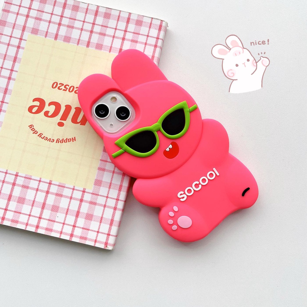 Ốp Điện Thoại Silicon TPU Mềm Hình Thỏ Hoạt Họa 3D Chống Sốc Chống Rơi Cho iPhone 14 13 12 11 Pro Max