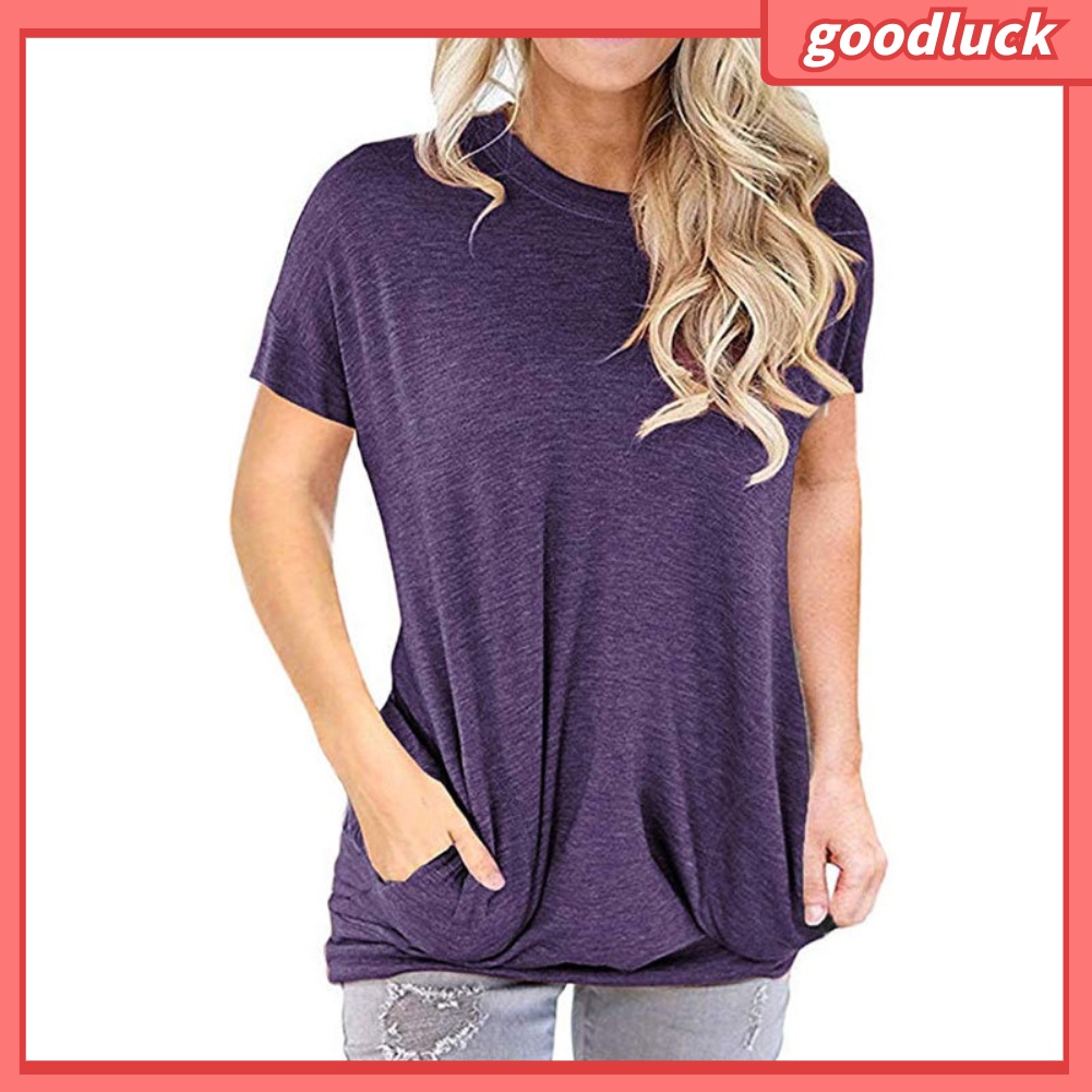 Áo Thun Tay Ngắn Cổ Tròn Màu Sắc Thời Trang Dành Cho Nữ