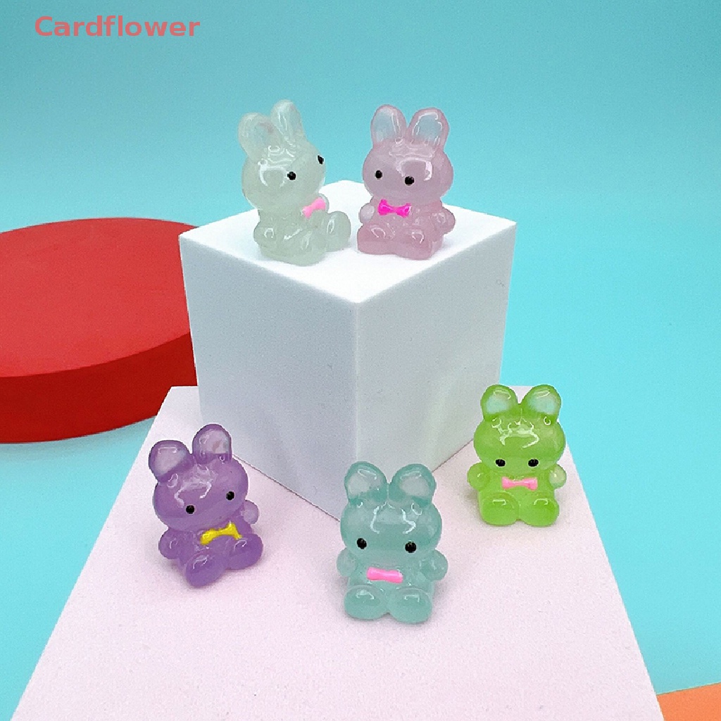 Bộ 5 Mô Hình Thỏ Dạ Quang Mini Bằng Nhựa Resin Trang Trí Xe Hơi / Nhà Cửa Mới