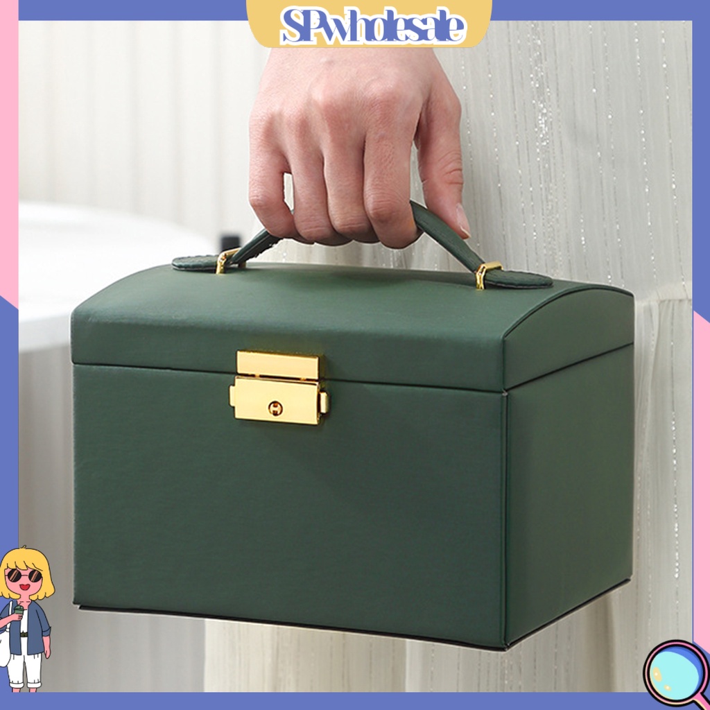 <SPwholesale> Hộp Trưng Bày Trang Sức Ba Tầng Có Khóa Cài Nhỏ Gọn Dành Cho Gia Đình