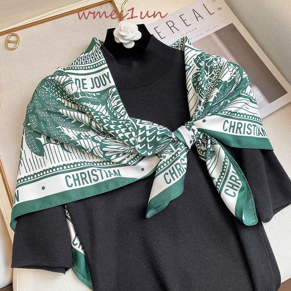 Khăn Quàng Cổ Lụa In Chữ WMES15H Sang Trọng Phong Cách Bohemian