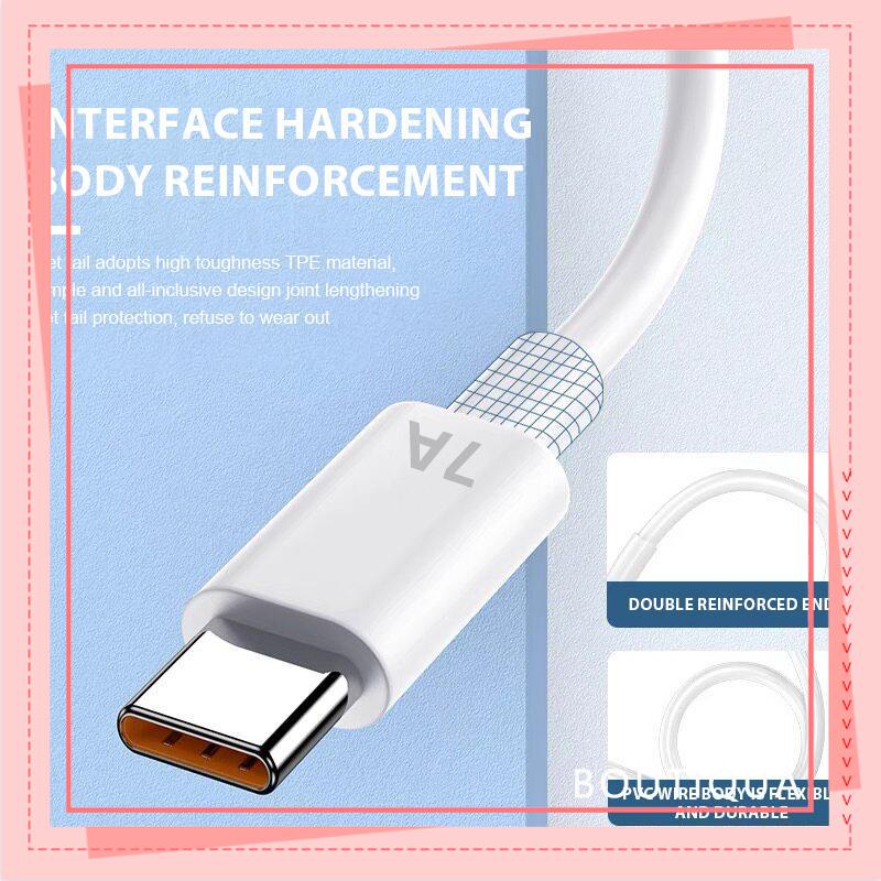 Dây Cáp Sạc Nhanh USB 7A 100W Type C Cho Huawei Mate 40 30 Xiaomi Samsung-BA