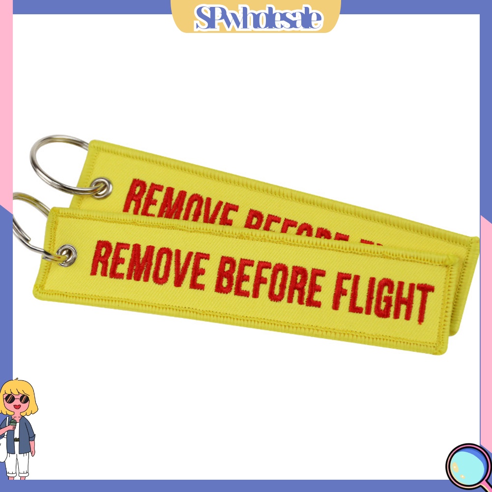 <SPwholesale> Móc Khóa Thêu Chữ REMOVE BEFORE FLIGHT Thời Trang Cá Tính