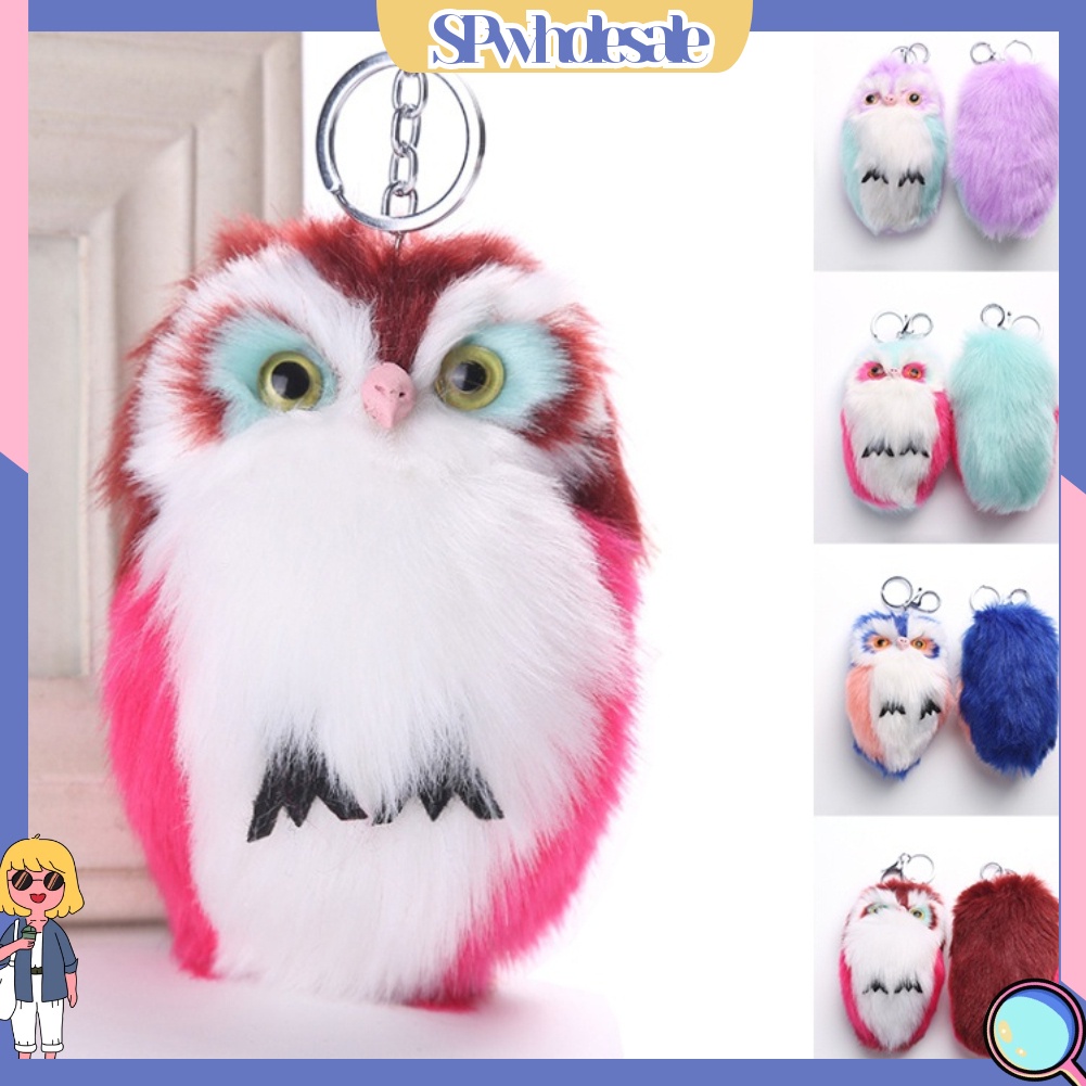 <SPwholesale> Móc Khóa Hình Cú Đính Lông Nhân Tạo Dễ Thương