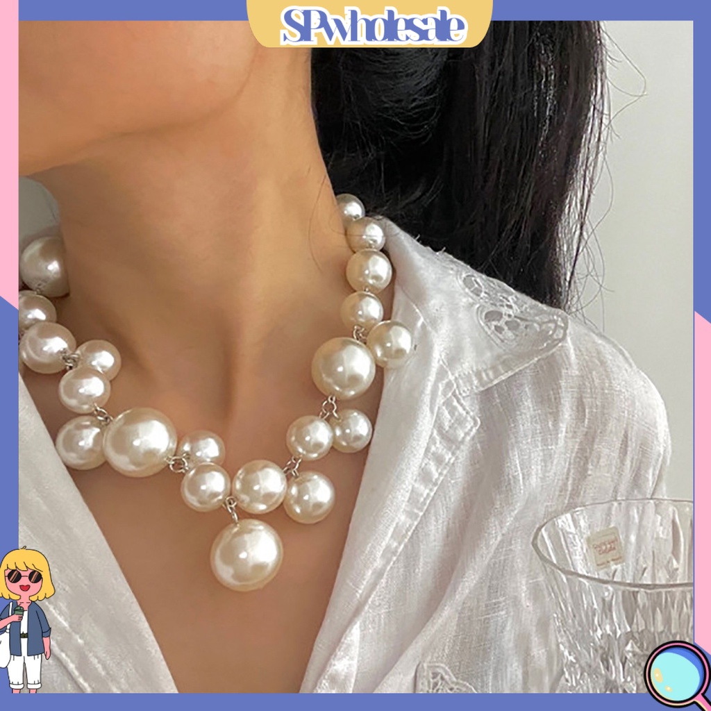 &lt;SPwholesale&gt; Vòng cổ Chuỗi Hạt Ngọc Trai Nhân Tạo Mở Rộng Độ Bóng Cao Thanh Lịch Thời Trang Cho Nữ