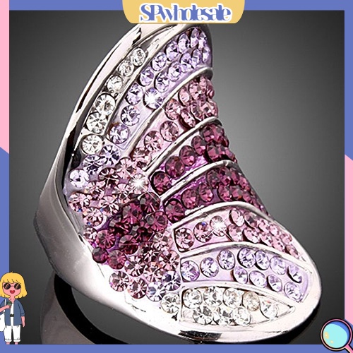 <SPwholesale> Nhẫn Mạ Bạc 925 Đính Đá Toàn Diện Phong Cách Hàn Quốc Cho Nữ