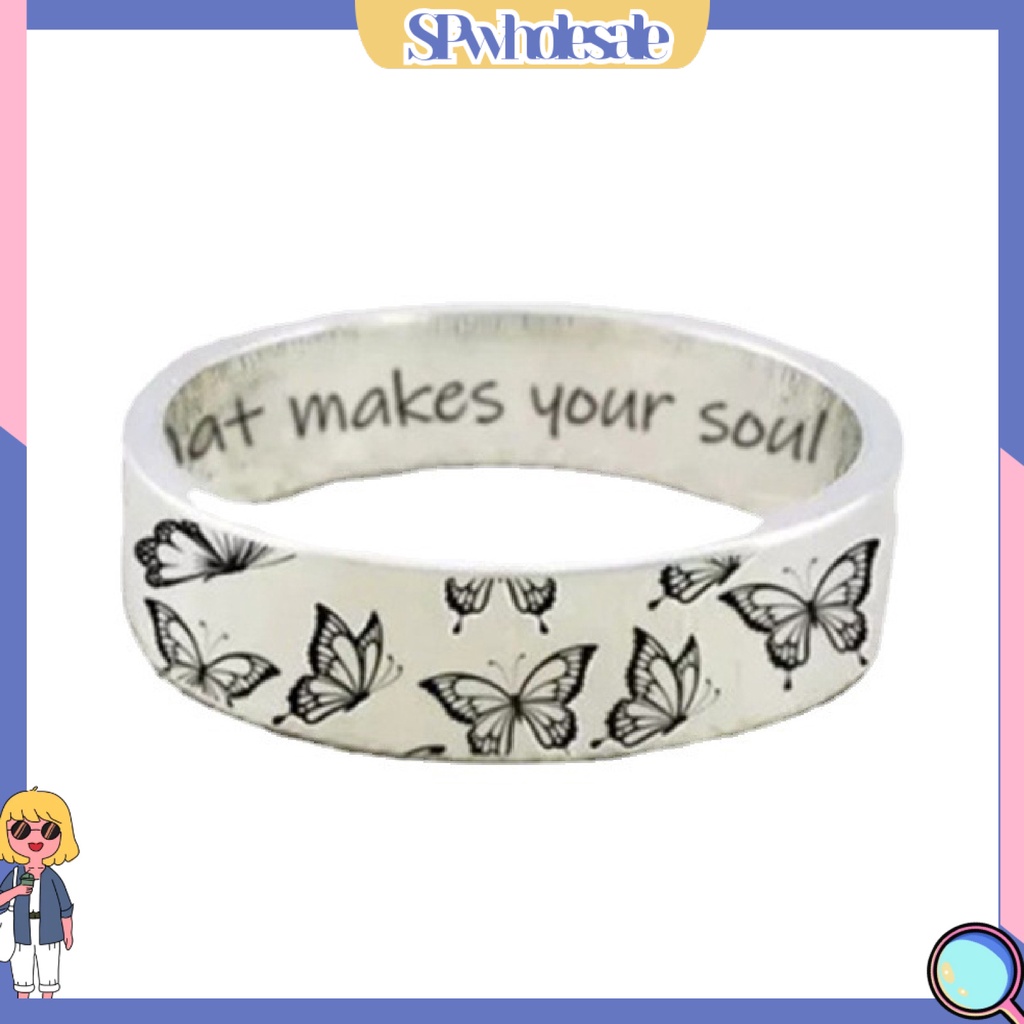 <SPwholesale> Nhẫn Hợp Kim Chạm Khắc Hình Bướm Đơn Giản Phong Cách Cổ Điển Thích Hợp Làm Quà Tặng