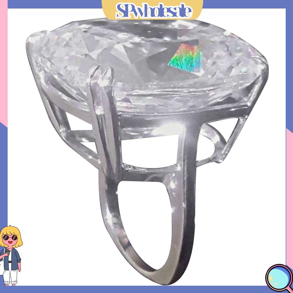 <SPwholesale> Nhẫn Cưới Đính Đá Zircon Hình Vuông Lớn Sang Trọng Dành Cho Nữ