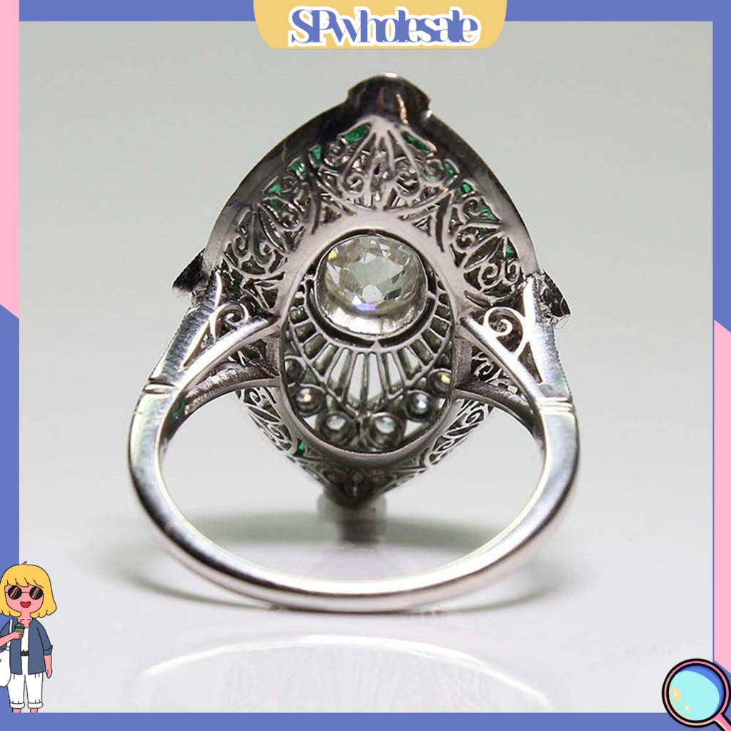 <SPwholesale> Nhẫn Đính Đá Ngọc Lục Bảo Nhân Tạo Hai Tông Màu Lấp Lánh Nghệ Thuật Làm Quà Tặng Sinh Thái Cho Nữ