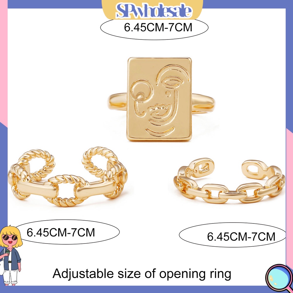 <SPwholesale> Bộ 3 Nhẫn Hình Mặt Cười Có Thể Điều Chỉnh Kích Cỡ